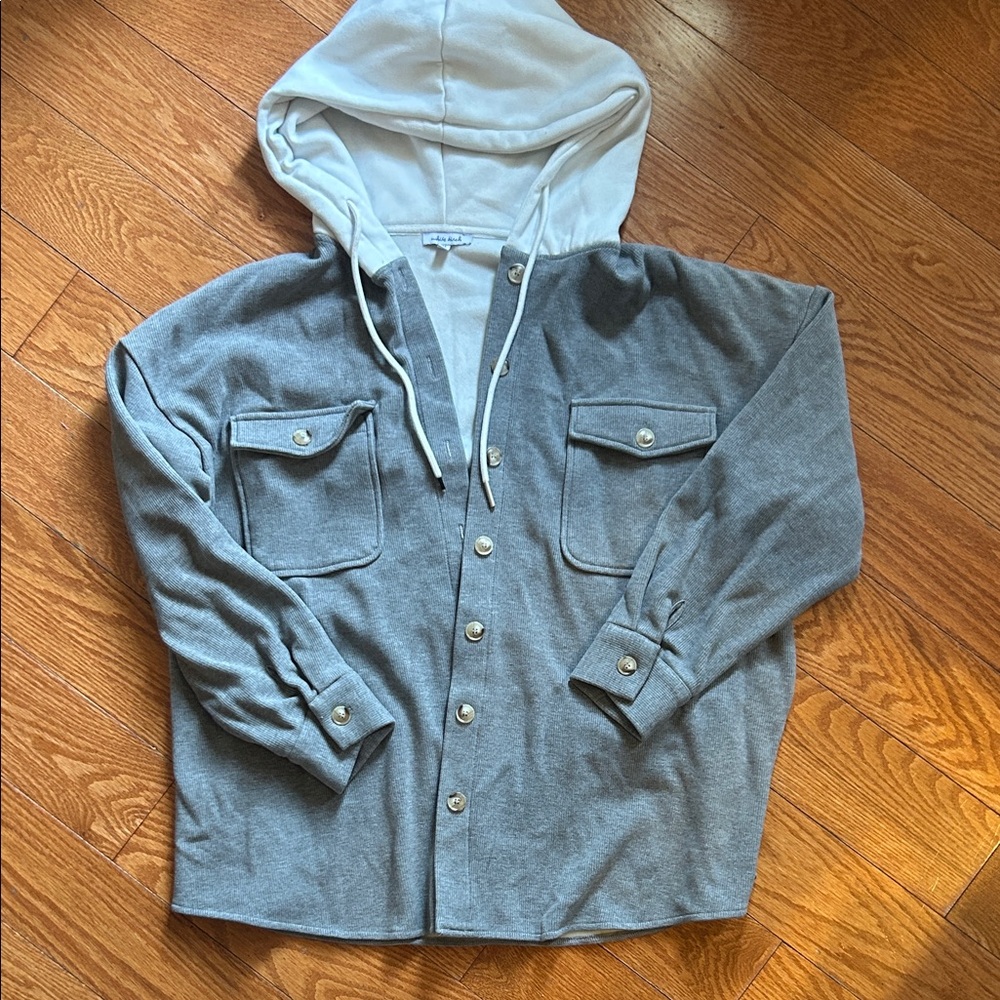 White Birch Gray and Cream Hooded Jacket